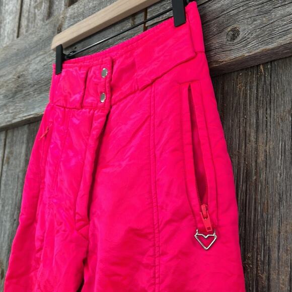 Vintage Obermeyer Sport Neon Pink Shiny High Rise Snow Board Apres Ski Pants - Picture 4 of 8
